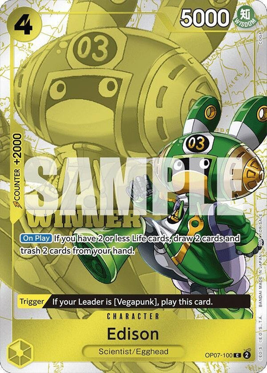 Edison (Winner Pack 2024 Oct. - Dec.) - One Piece Promotion Cards (OP - PR) - ADAMXBREEZY.COM